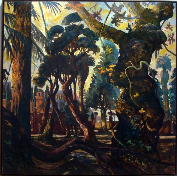 Gérard Diaz, "Le parc abandonné", 1991. Huile sur toile, 194x195 cm