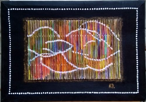 "Danse des couleurs", gouache et acrylique sur deux cartons collés, 23x33cm