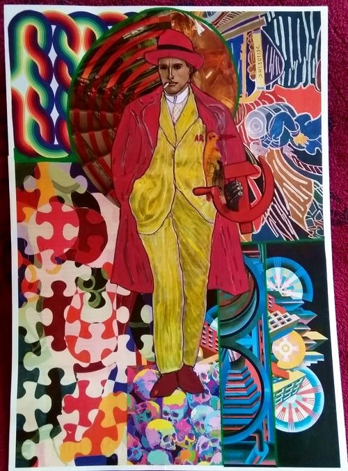 "Maïakovski", collage sur papier 31x41 cm