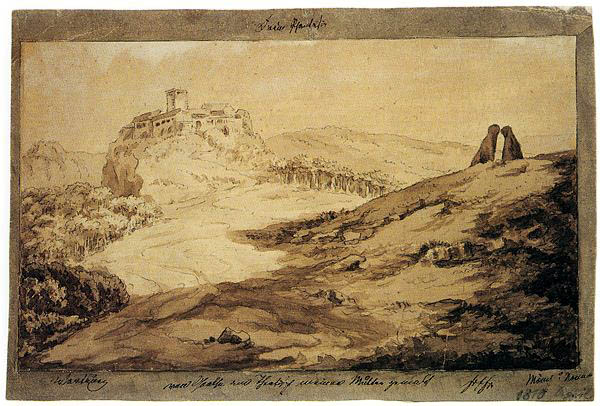 Goethe,_Wartburg_mit_Mönch_und_Nonne,_14.12.1807